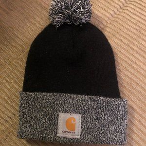 Carhartt Beanie Black & White with Pom